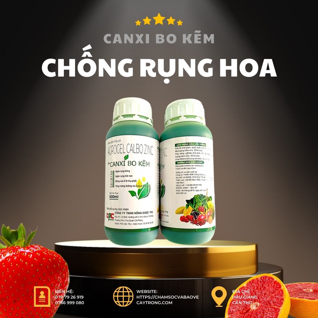 Canxi Bo Kẽm, Chai 500ml Chống Rụng Hoa, Trái Non