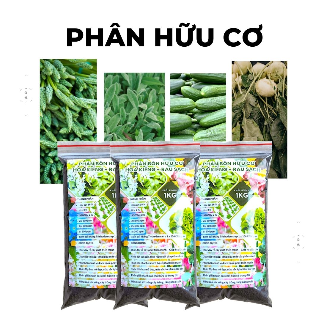 Phân Bón Hữu Cơ Sinh Học Cho Rau Sạch, Rau Ăn Lá, Hoa Kiểng, Cây Cảnh, Cây Ăn Trái, Kiểng Lá, Gói 500gram Và 1Kg