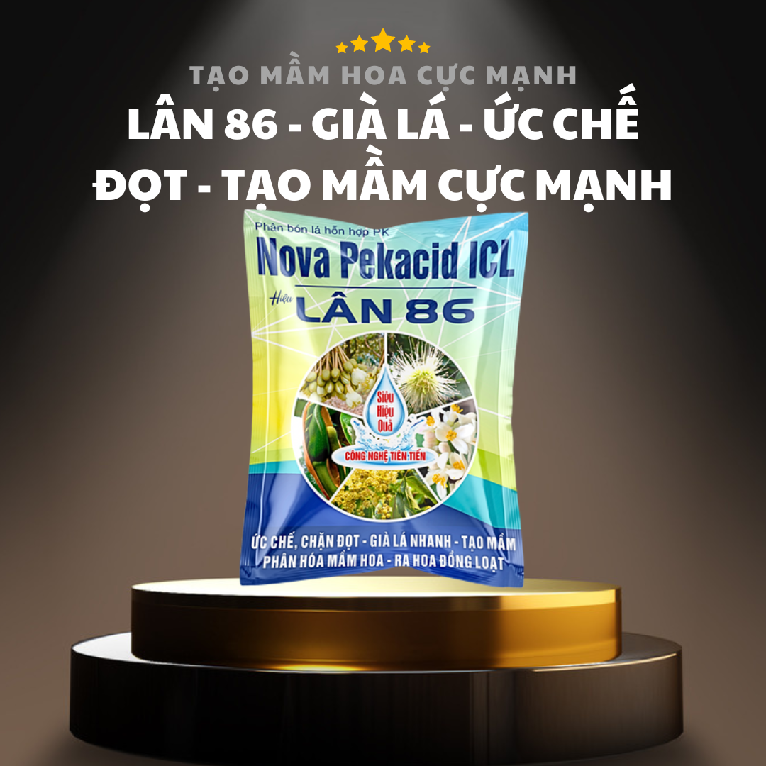 Lân 86, Già Lá Nhanh, Tạo Mầm Hoa, Ức Chế Đi Đọt Sầu Riêng, 1 Gói 1kg Pha 400-600 Lít Nước